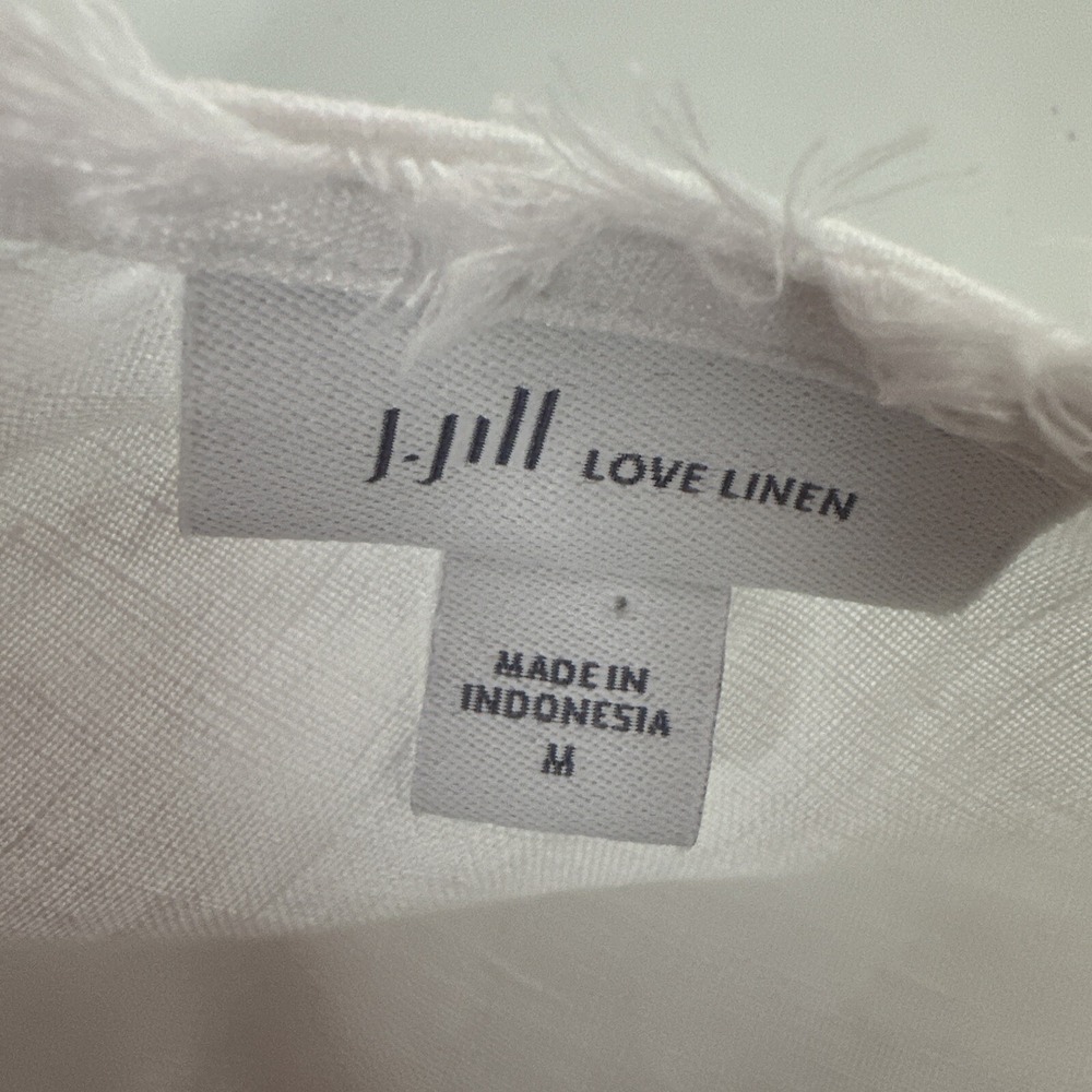 J Jill Shirt Top Womens Medium White Love Linen Boxy Breathable beach Minimalist - Picture 6 of 11